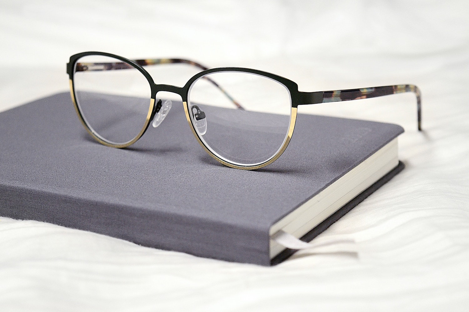 Glasses on notebook